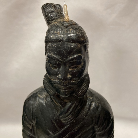 Pair of 2 Black Chinese Terracotta Warrior Statuette Candles - Picture 5 of 11